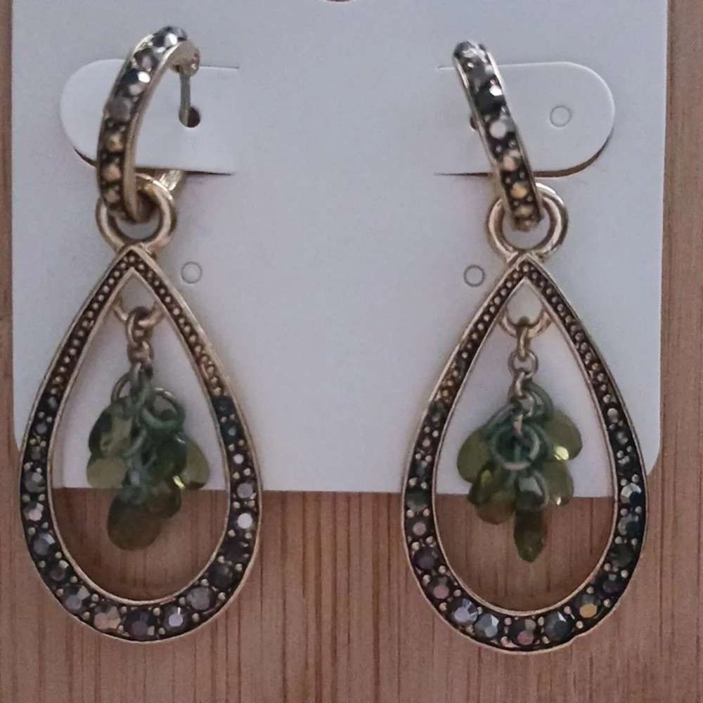 Monet Gold Tone Large Tear Drop Dangle Earrings